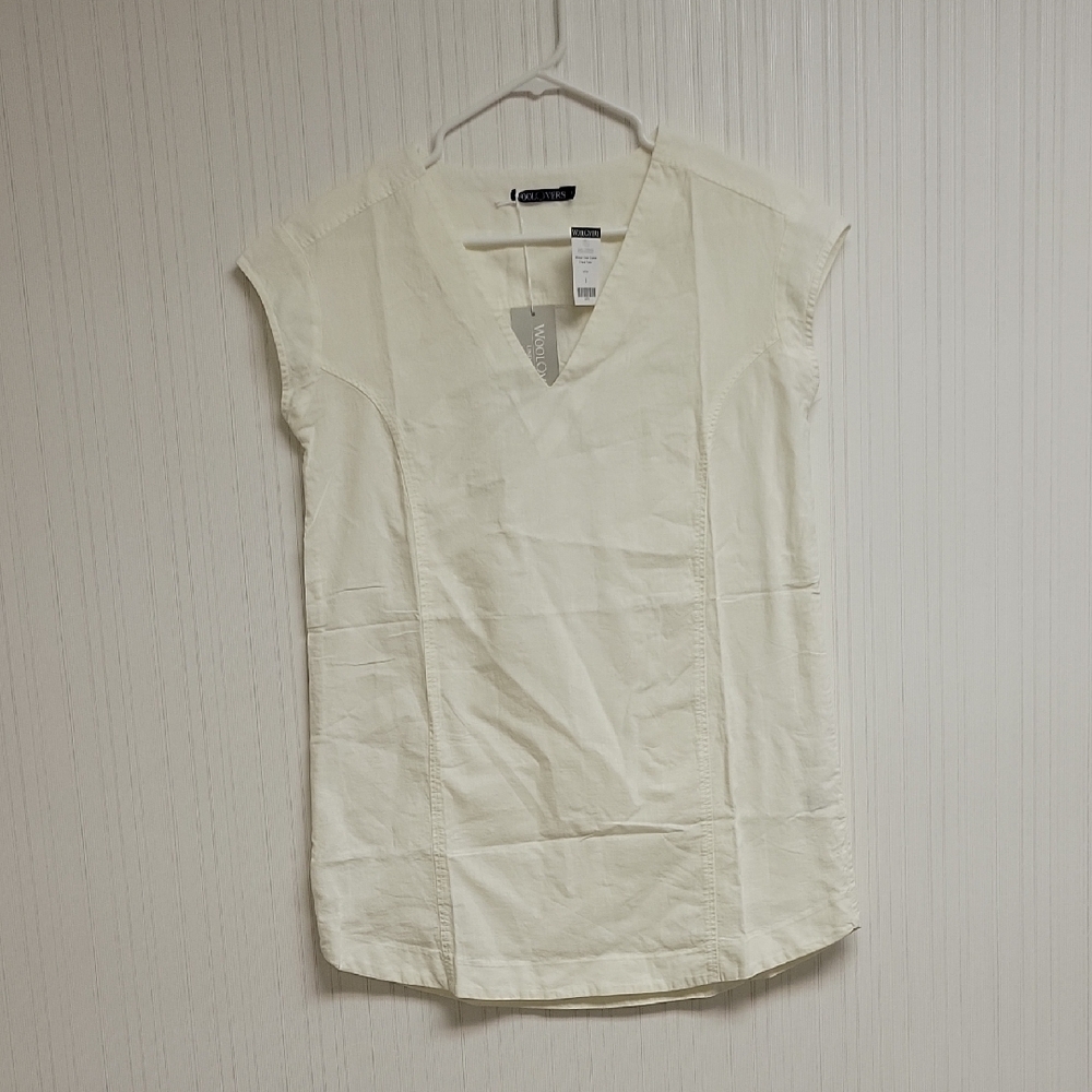 Woolovers v neck linen blend tunic cream small new gorpcore summer lightweight